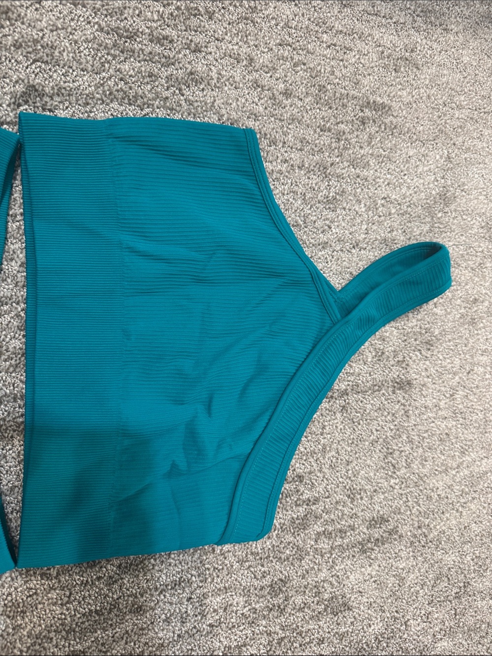 Amazon Teal One-Shoulder Crop Top and High-Waist Biker Shorts Set - Picture 2 of 2